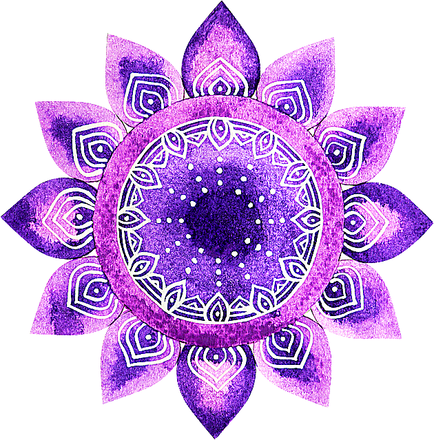 purple color of crown chakra symbol in watercolor painting