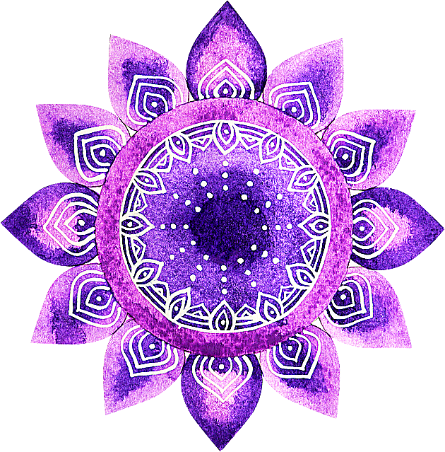 purple color of crown chakra symbol in watercolor painting